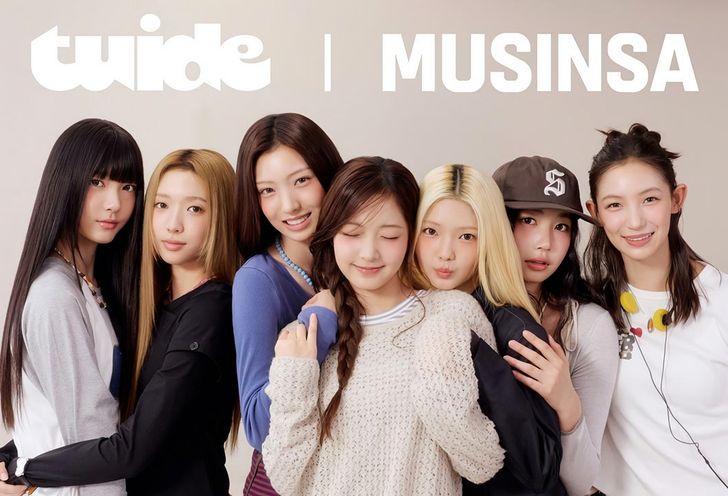 Members of K-pop girl group Tuide appear in this promotional image for Musinsa's 2026 FW season collection which was released on Sept. 15. Courtesy of Musinsa  