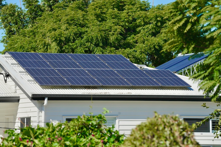 Solar panels on the roof of a Brisbane home.