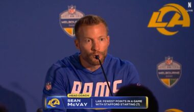 NFL 2026: Sean McVay press conference after Los Angeles Rams loss to San Francisco 49ers, Melbourne travel plans, latest news