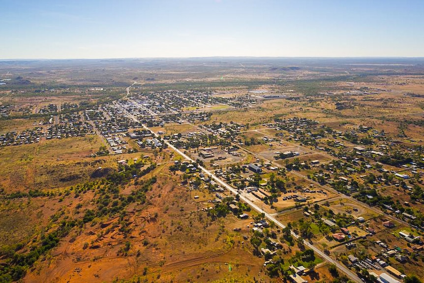 An aerial view of the outback town of Cloncurry.
