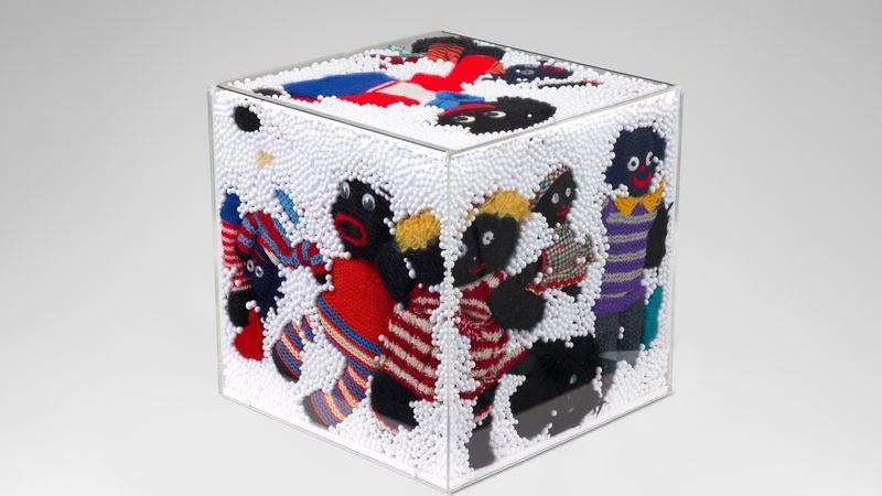 {p}Destiny Deacon. Kuku/Erub/Mer 1957–2024. Snow Storm 2005, dolls, polystyrene, Perspex cube, 40.0 × 40.0 × 40.0 cm, National Gallery of Victoria, Melbourne. Purchased, Victorian Foundation for Living Australian Artists, 2019 (2019.840). © Destiny Deacon/Copyright Agency, 2024. Photo: Christian Markel / NGV{/p}