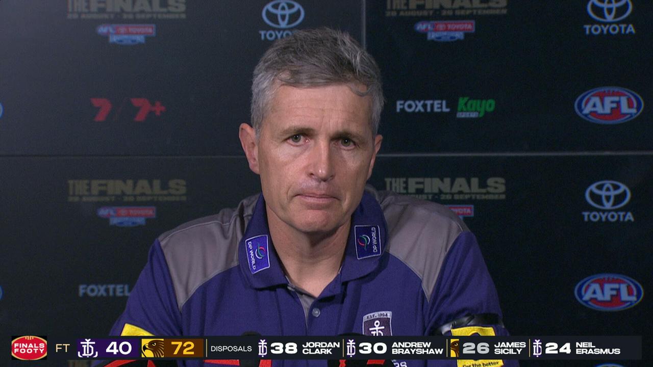 AFL Finals 2026: Justin Longmuir press conference after Fremantle’s qualifying final loss to Hawthorn, video, latest news