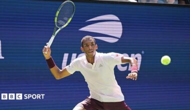 Felix Auger-Aliassime in action at the US Open