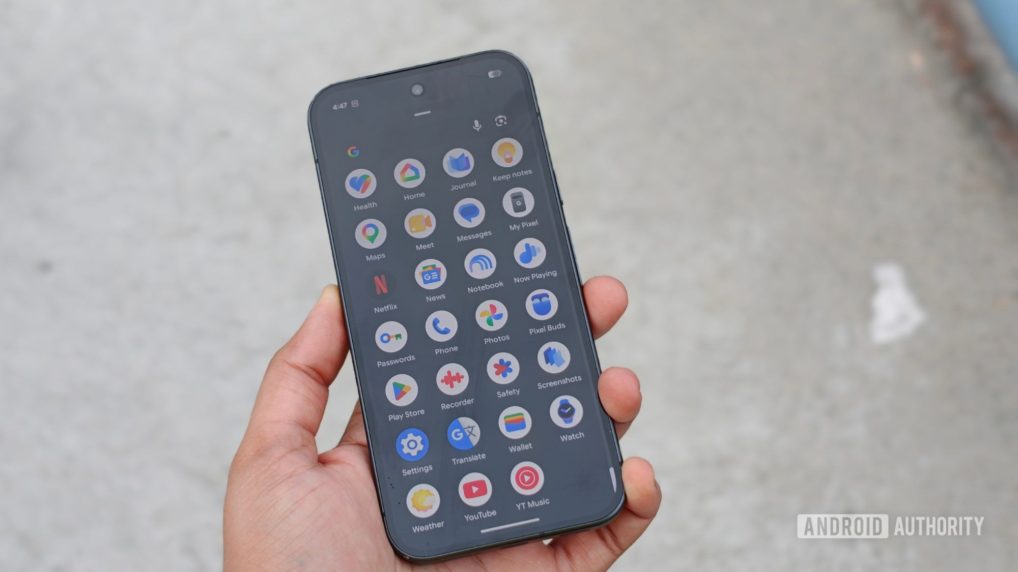 App drawer opened on the Google Pixel 11