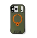 A product image of the Yeti LoadOut Phone Case with a rotating MagSafe-compatible kickstand in King Crab Orange.