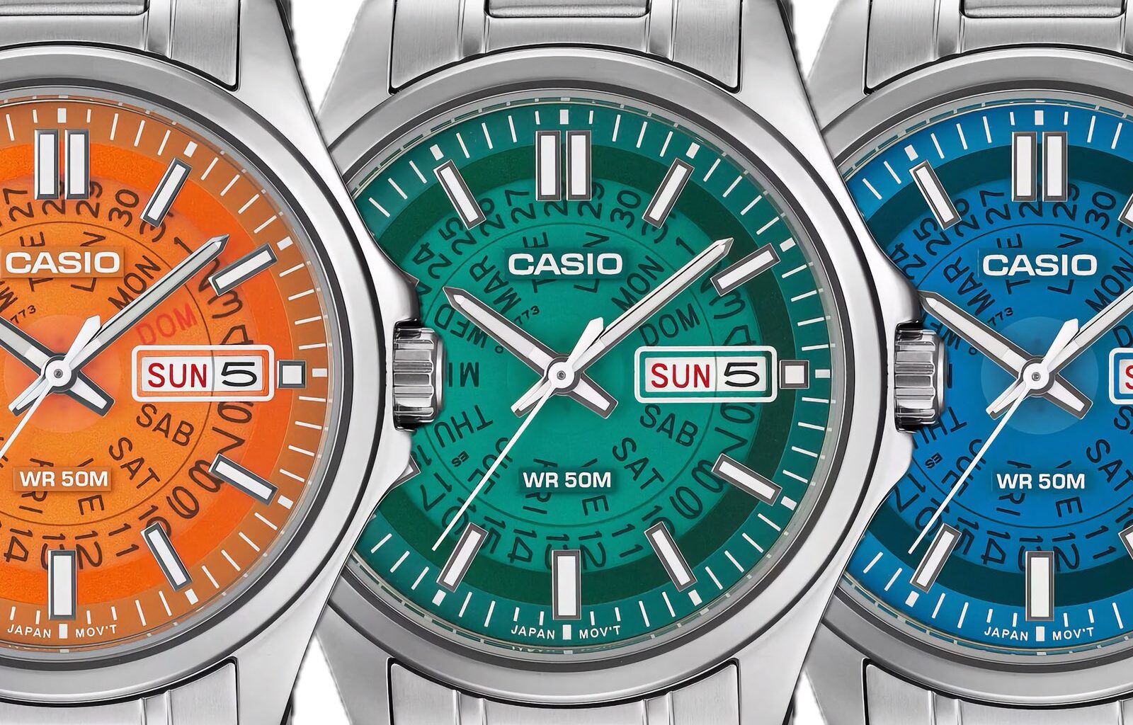 Casio’s colorful MTP-E740 watches with translucent dials are finally out in all five colors