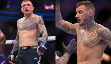 Justin Gaethje participates in a press conference with other fight winners and Dana White following UFC Freedom 250