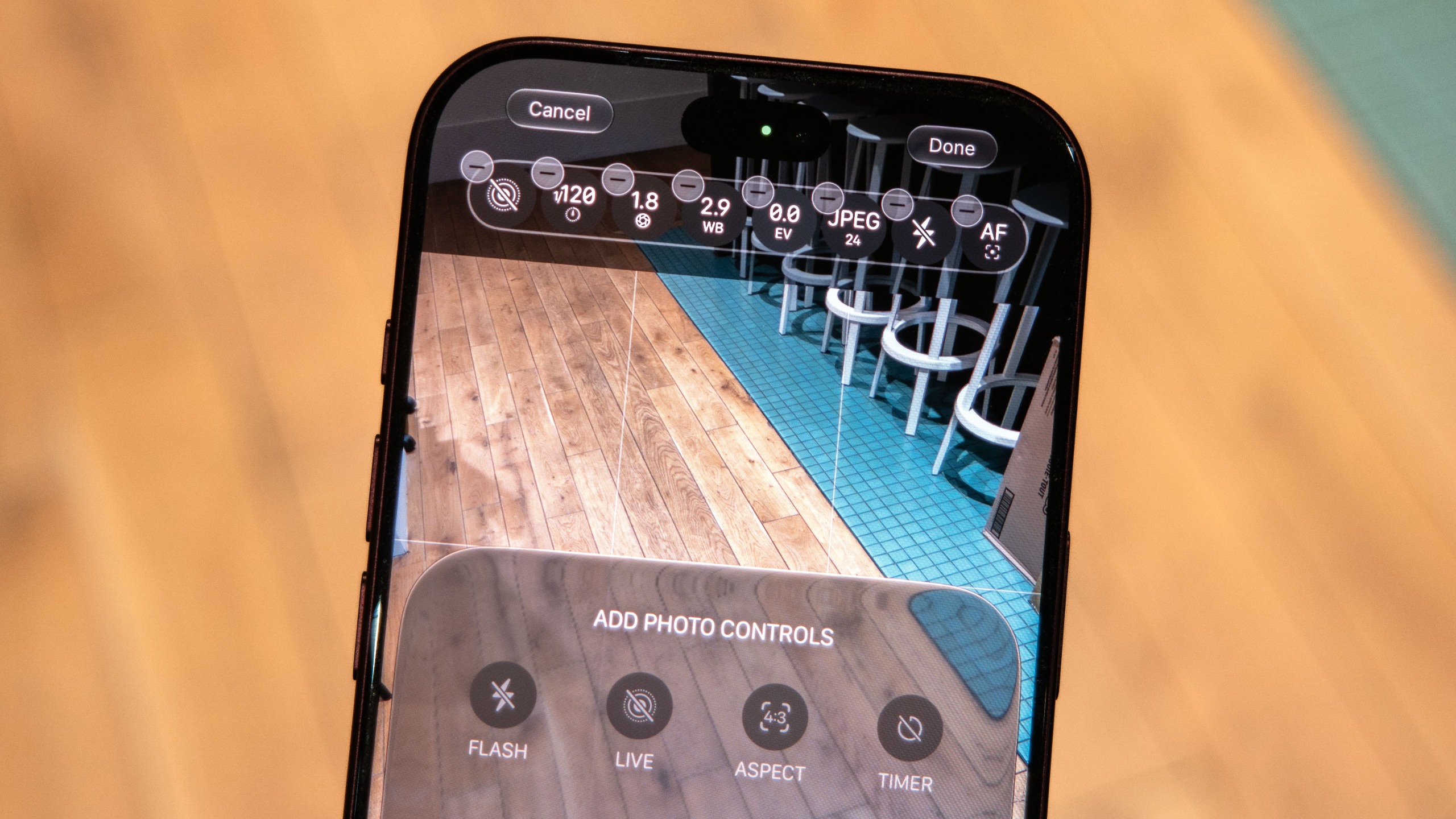 iPhone 18 Pro showing Pro Controls.