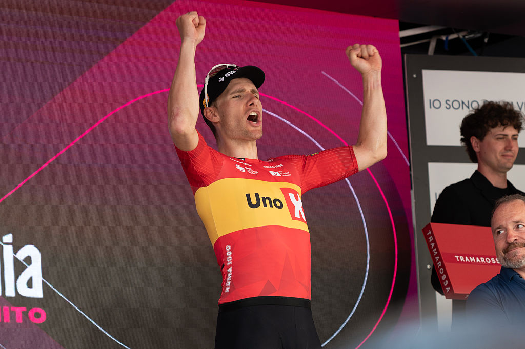 Fredrik Dversnes of Uno-X Mobility competes during the 15th stage of the Giro d'Italia 2026 in Milan, Italy, on May 24, 2026. (Photo by Silvia Colombo/NurPhoto via Getty Images)