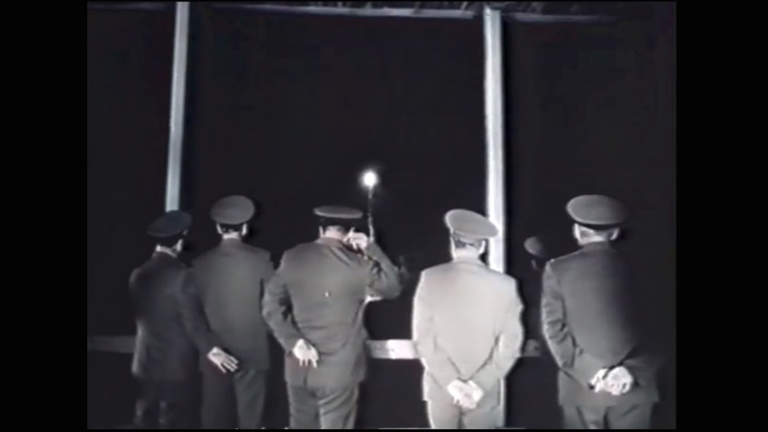 Russian officials watch the harrowing Soyuz T-10-1 launch abort of cosmonauts Vladimir Titov and Gennady Strekalov on Sept. 26, 1983.