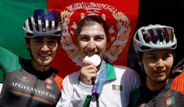 Afghan cyclist who dressed as a man to avoid Taliban wins silver medal at Asian Games