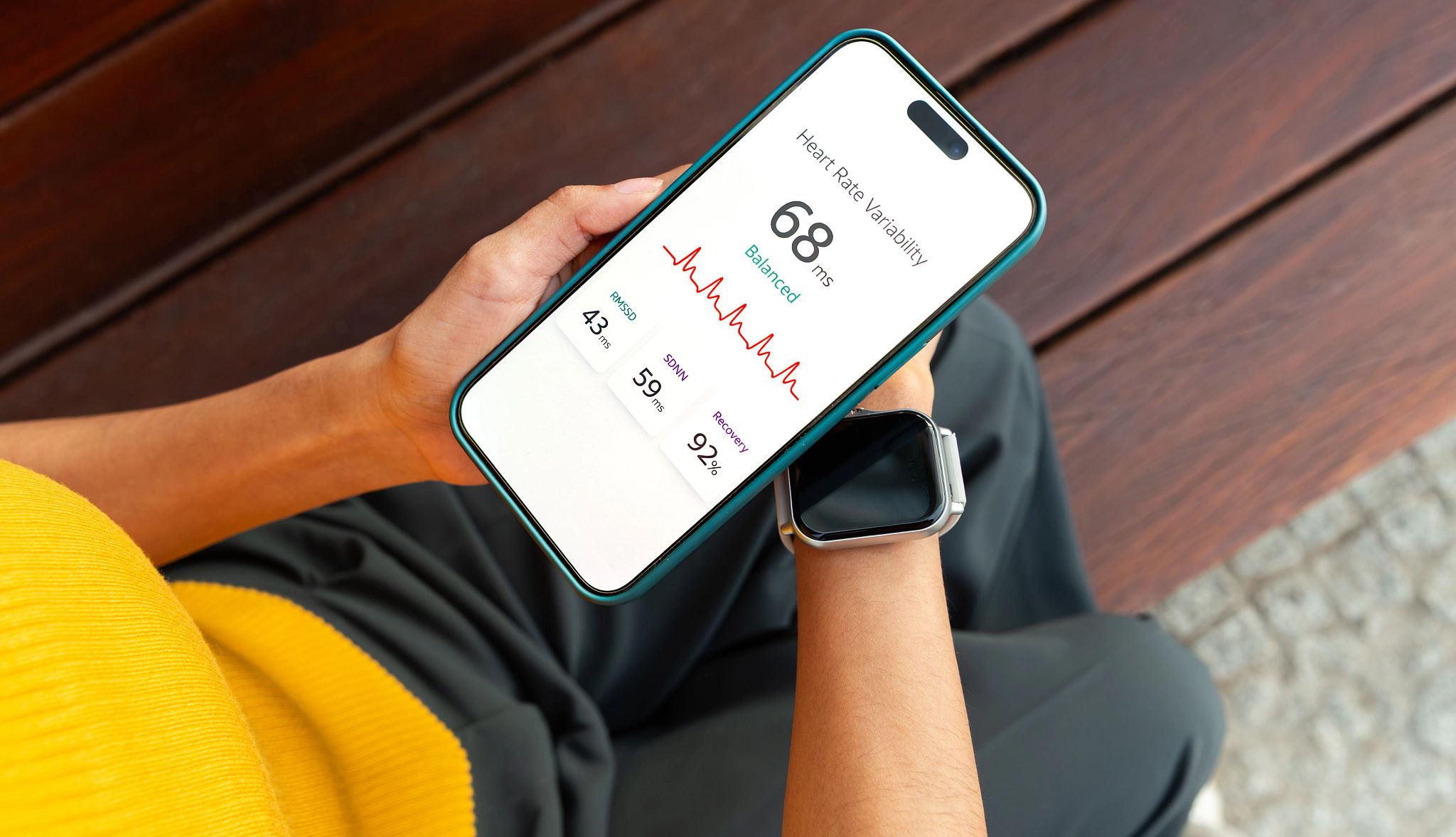 AARP Smart Guide to Wearable Technology health metrics on a smart phone