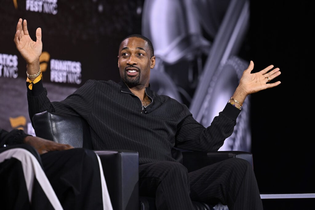 Gilbert Arenas speaks onstage during the Gil's Arena panel at the Fanatics Fest NYC 2026 at Jacob Javits Center.