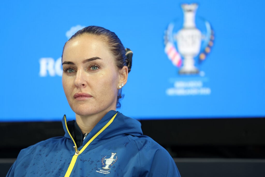 Charley Hull speaks to the media ahead of the Solheim Cup
