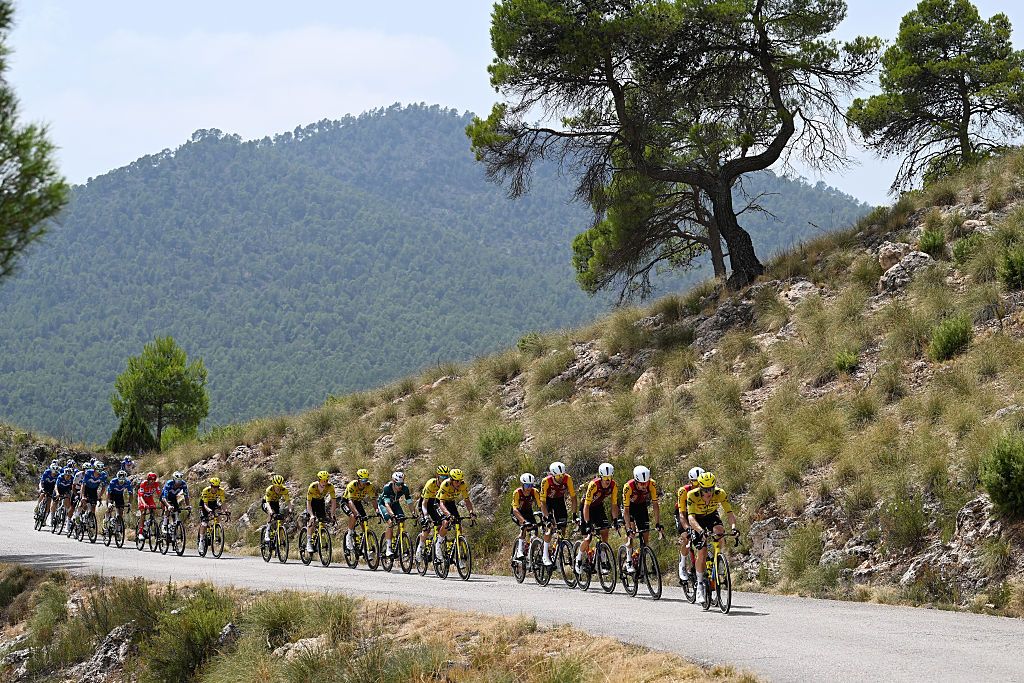 The peloton during Stage 10 of the 2026 Vuelta a Espa&ntilde;a. (Photo by Tim de Waele/Getty Images)