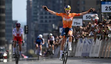 UCI Road World Championships: Demi Vollering outsprints Kasia Niewiadoma-Phinney to first world title in women's elite road race after gripping final lap duel