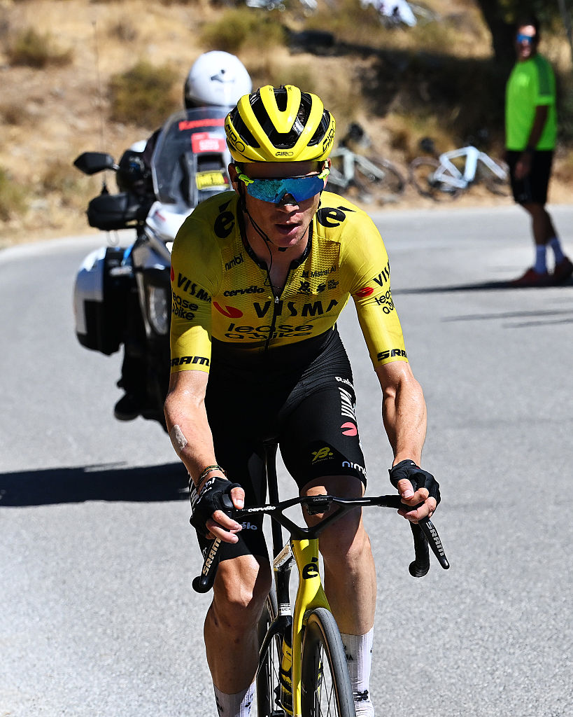 COLLADO DEL AGUACIL, SPAIN - SEPTEMBER 12: Sepp Kuss of United States and Team Visma | Lease a Bike competes during the La Vuelta - 81st Tour of Spain 2026, Stage 20 a 210.8km stage from La Calahorra to Collado del Alguacil 1887m / #UCIWT / on September 12, 2026 in Collado del Alguacil, Spain. (Photo by Tim de Waele/Getty Images)