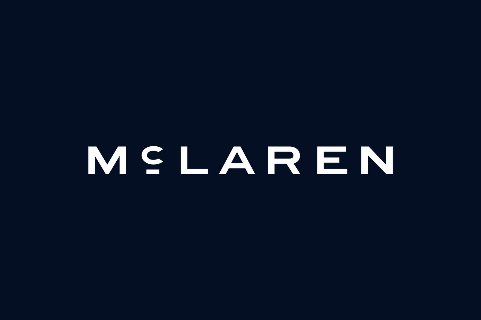 The new McLaren wordmark on a midnight background.