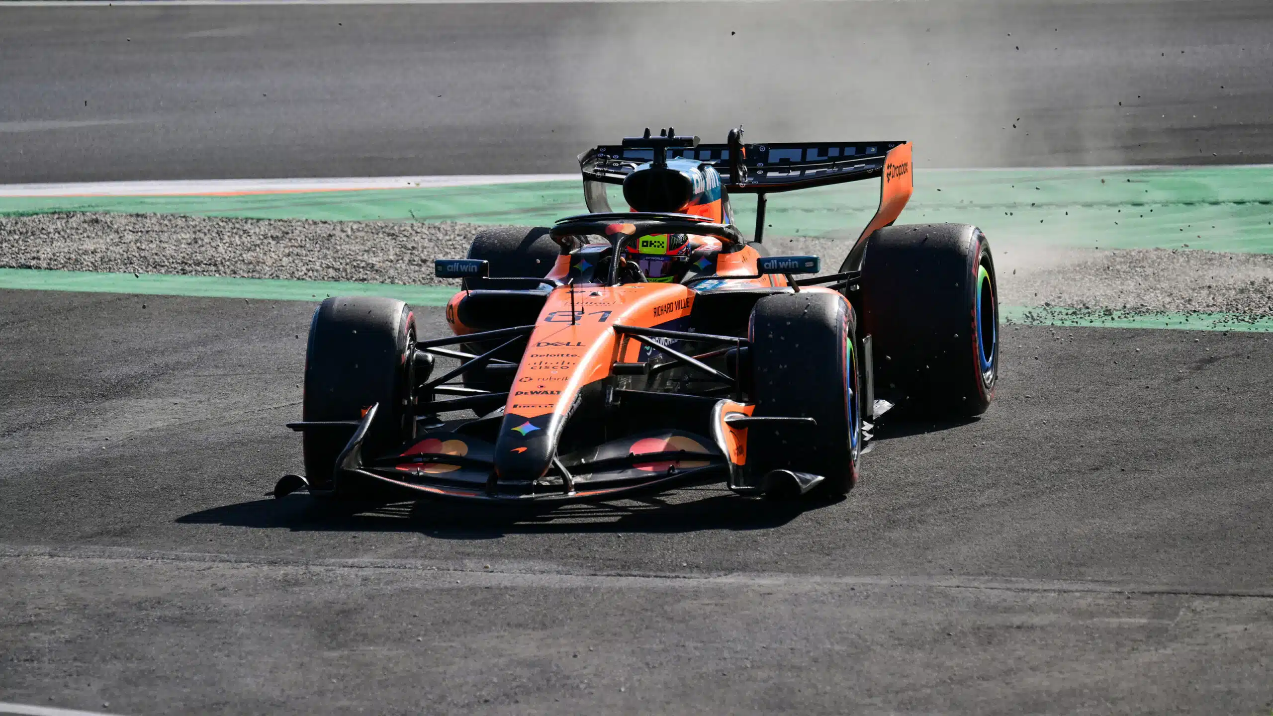 Oscar Piastri runs off track during qualifying for the 2026 F1 Italian Grand Prix
