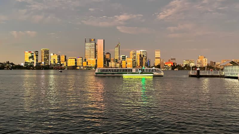 A photo of the Perth CBD at night from across the Swan River at South Perth.