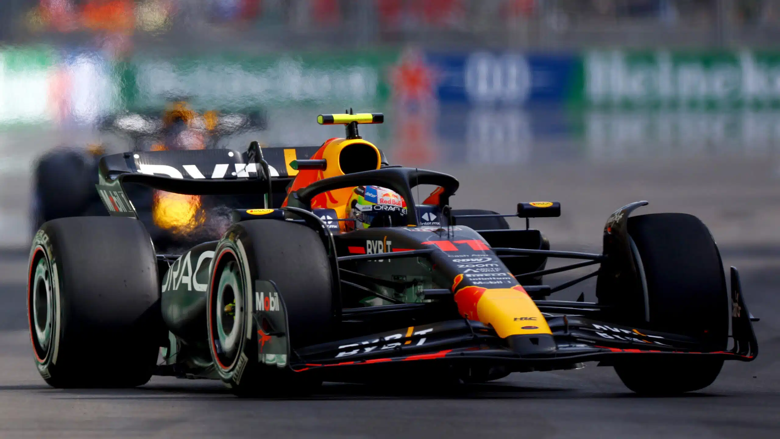 Sergio Perez leads Max Verstappen in the 2023 F1 Azerbaijan Grand Prix
