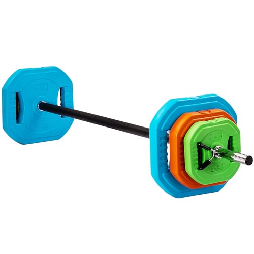 Gym Master Adjustable 20kg / 30kg Weight Pump Set - Home Gym Barbell &amp; Color-Coded Plates for Strength Training, Fitness &amp; Pump Workouts - 20kg Set