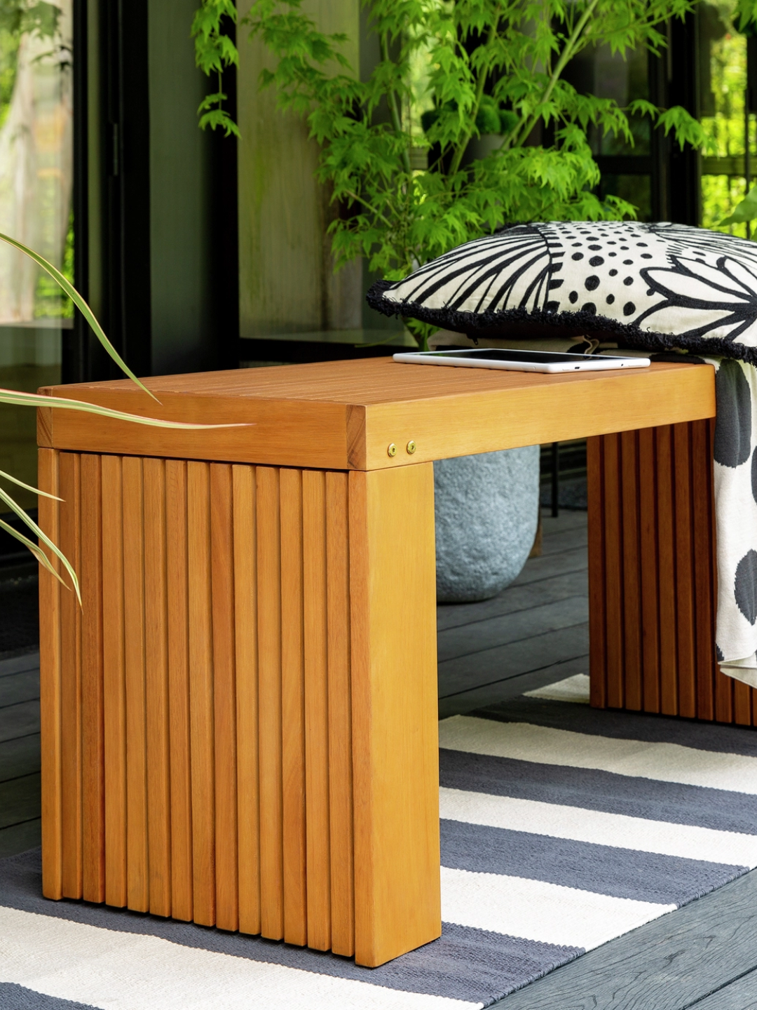 A wood two-seater bench from Habitat