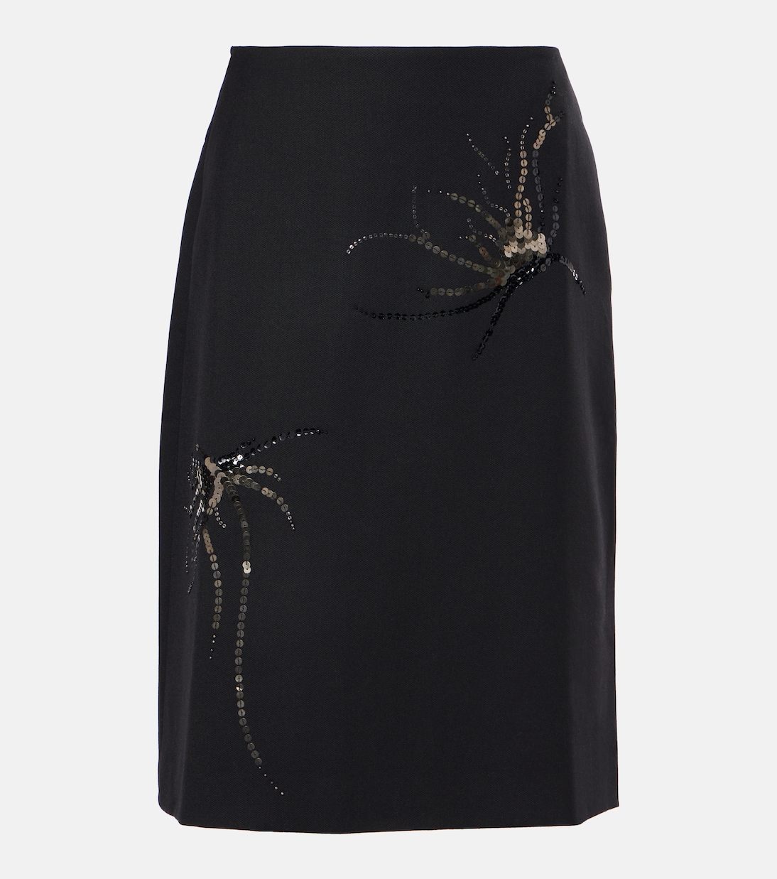 Sequined Wool Pencil Skirt in Black - Jacques Wei
