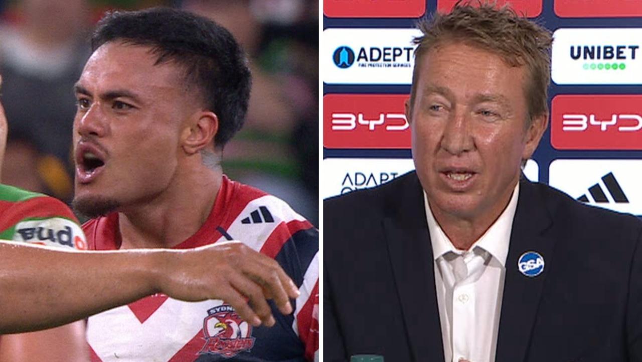 NRL 2026: Trent Robinson defends Spencer Leniu in press conference, video, Sydney Roosters vs South Sydney Rabbitohs