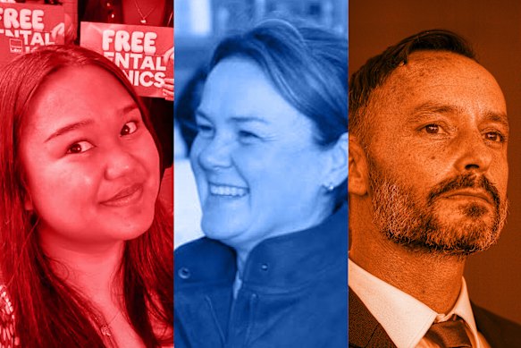 Candidates running for Pakenham (left to right): Alessandra Soliven for Labor, Radmila Dyson for the Liberal Party and Warren Pickering for One Nation.