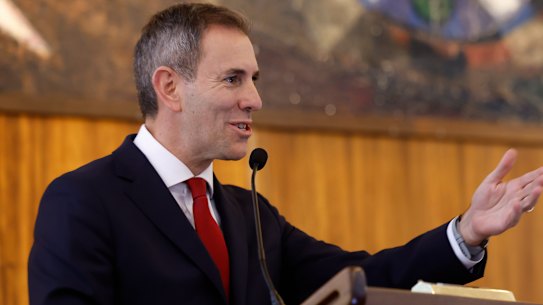 Treasurer Jim Chalmers speaks before the release of the 2026 Intergenerational Report at the Australian National University in Canberra on Monday.