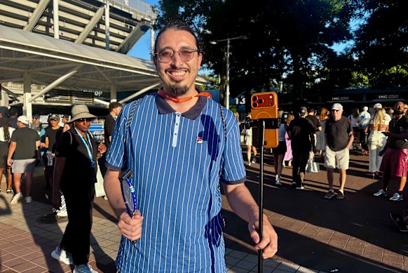 Sports content creator Patricio Campos, from Chile, covers tennis tournaments for up to 100,000 social media followers.