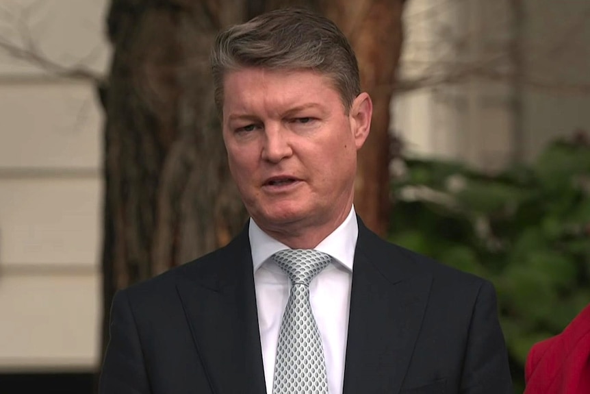 Premier Ben Carroll speaks at a press conference.