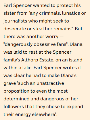 Earl Spencer says Diana's grave had to be "such an unattrative proposition to even the most determined and dangerous".