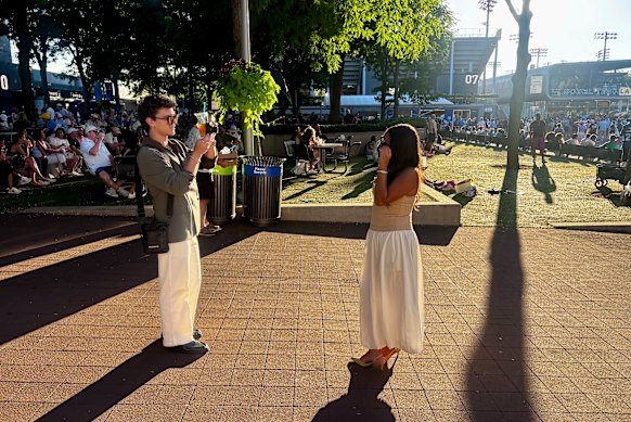 Content creators and tennis fans Emily Adawi and Anas Sawalhi at the 2026 US Open in New York.