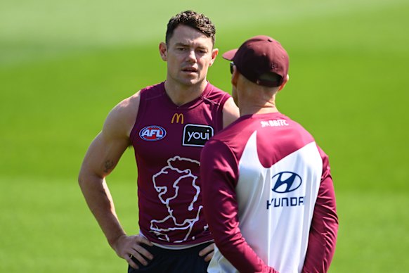 Lachie Neale a training on Tuesday.