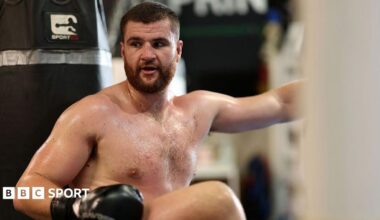 Johnny Fisher sits down after a training session