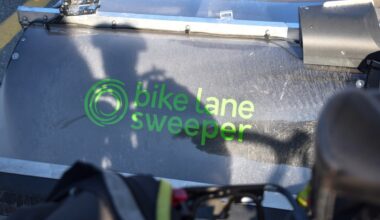 Whistler Cycling Club tests bike-towed sweeper on Highway 99