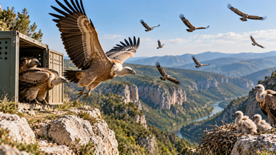 Bulgaria released 61 Griffon Vultures after they vanished for 60 years, and 10 years later, 42 chicks had fledged in the wild
