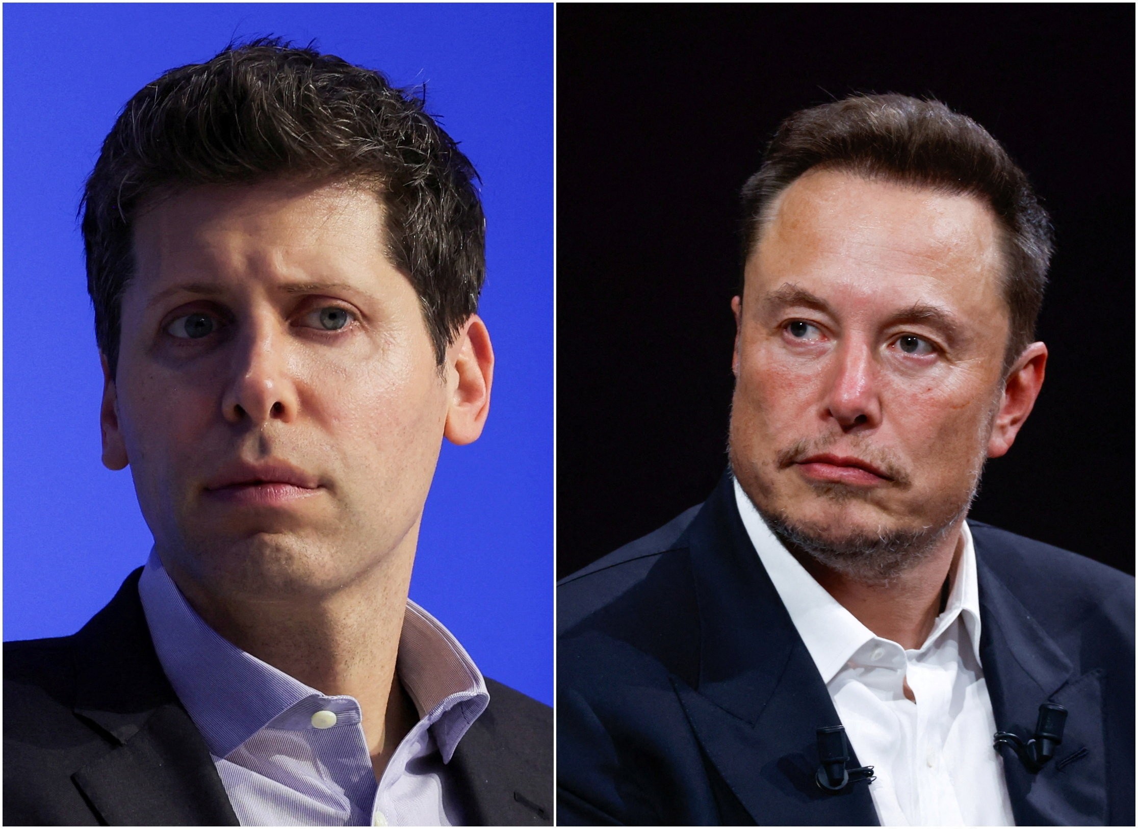 Sam Altman, CEO of OpenAI (left), and Elon Musk, CEO of SpaceX and Tesla and owner of X