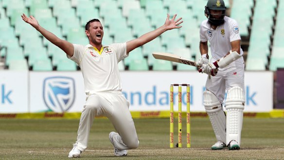 Josh Hazlewood during the 2018 Test series between Australia and South Africa. 