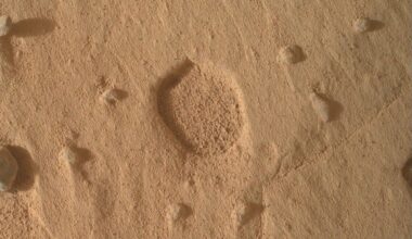 Composite image showing the surface of Mars and a 1cm-wide pit, captured by NASA’s Mars rover Curiosity on 19 August 2026 at 07:59:21 UTC. Credit: NASA/JPL-Caltech/MSSS