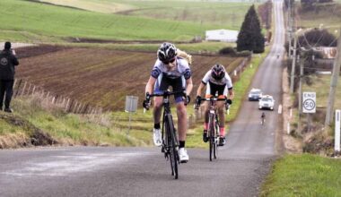 Star cyclist/team manager Haylee keeping her eyes on the road as she powers ahead