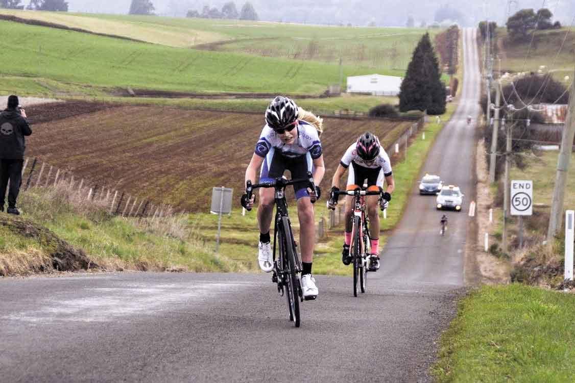 Star cyclist/team manager Haylee keeping her eyes on the road as she powers ahead