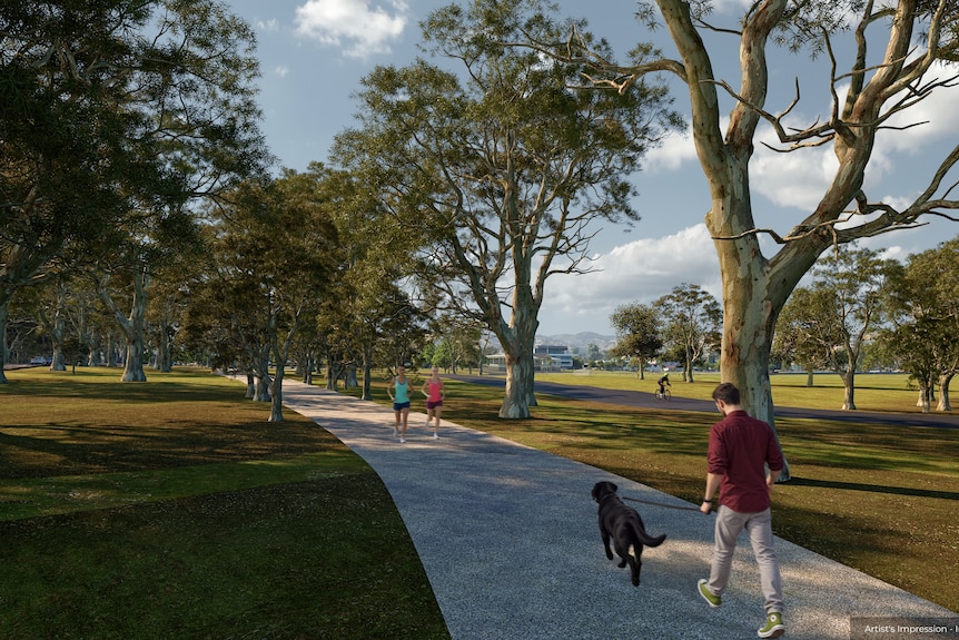 An artistic impression of Adelaide's eastern parklands following changes for the MotoGP.