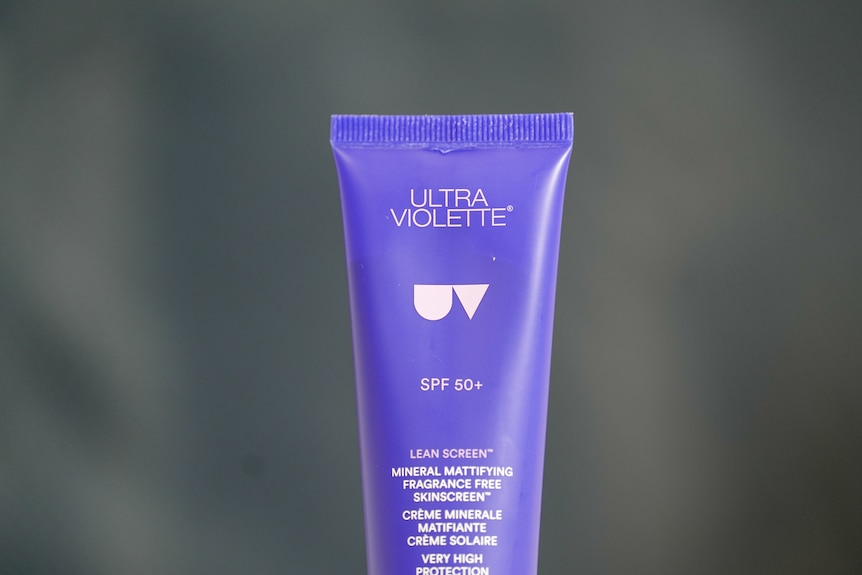 A close up of the Ultra Violette SPF 50 sunscreen bottle
