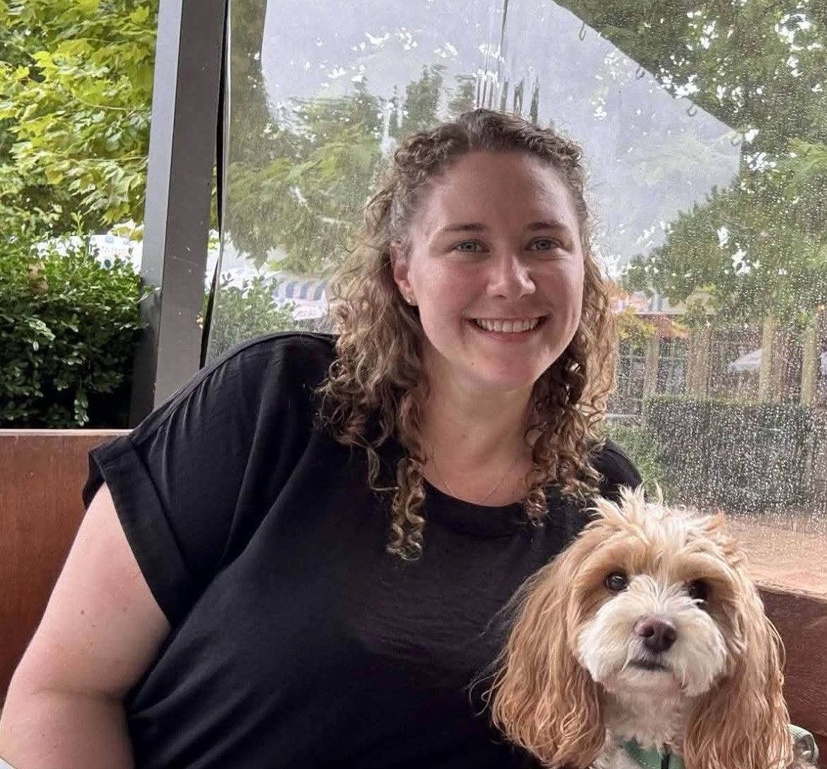 A woman with her dog
