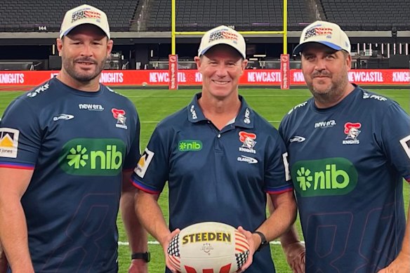 Newcastle Knights coach Justin Holbrook lived with his assistants, Brett White and Steve Hales, during the NRL pre-season.