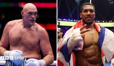 A split picture of Tyson Fury and Anthony Joshua
