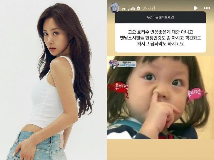 A meme shared by Girls' Generation member and actress Yuri on her social media in response to a malicious comment / Captured from Yuri's social media